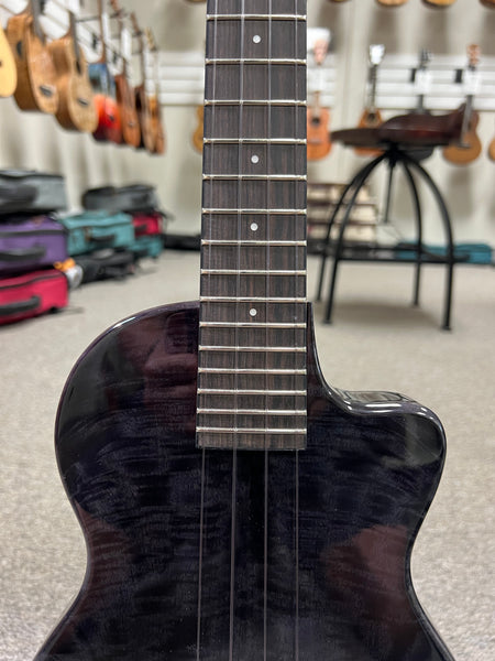 Pono TE-MDBK Mango Deluxe Black Tenor Electric Solid Body Ukulele w/Case
