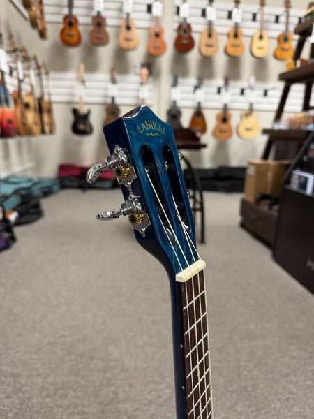 LANIKAI QM-BLCEC Quilted Maple Electric Concert Ukulele w/Case- Transparent Blue