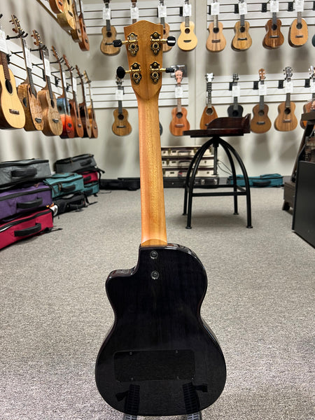 Pono TE-MDBK Mango Deluxe Black Tenor Electric Solid Body Ukulele w/Case