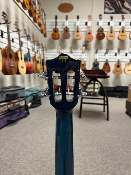 LANIKAI QM-BLCEC Quilted Maple Electric Concert Ukulele w/Case- Transparent Blue