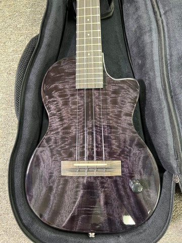 Pono TE-MDBK Mango Deluxe Black Tenor Electric Solid Body Ukulele w/Case