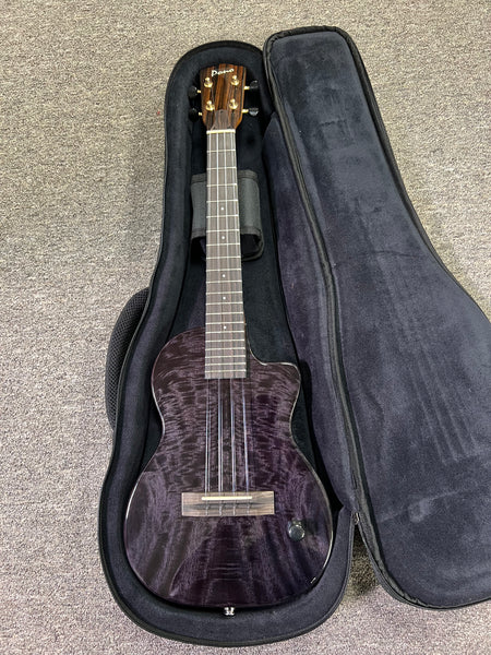 Pono TE-MDBK Mango Deluxe Black Tenor Electric Solid Body Ukulele w/Case