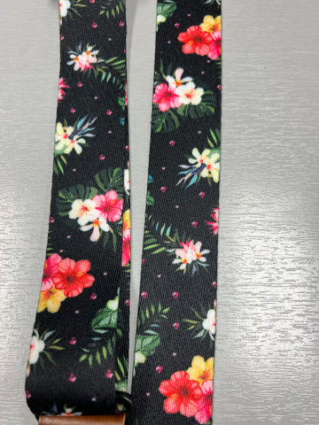 Perri's Black Floral Ukulele Strap - 1.5" - Fully Adjustable  7672 - Aloha City Ukes