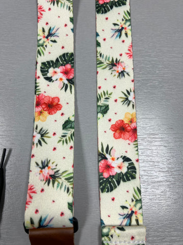 Perri's White Floral Ukulele Strap - 1.5" - Fully Adjustable  7671 - Aloha City Ukes