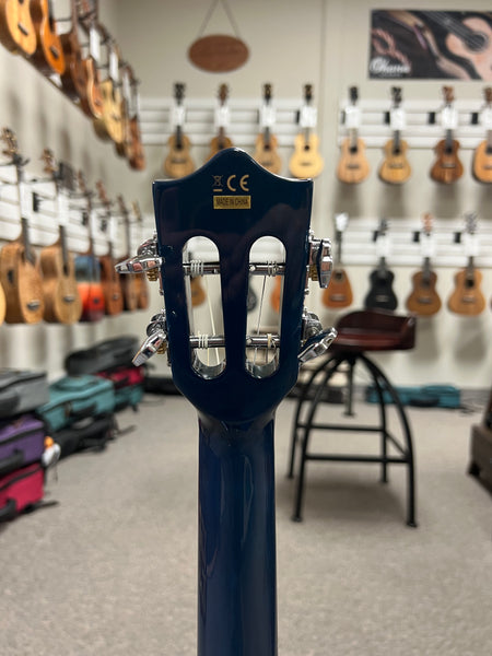 LANIKAI QM-BLCEB Quilted Maple Electric Baritone Ukulele w/Case - Transparent Blue