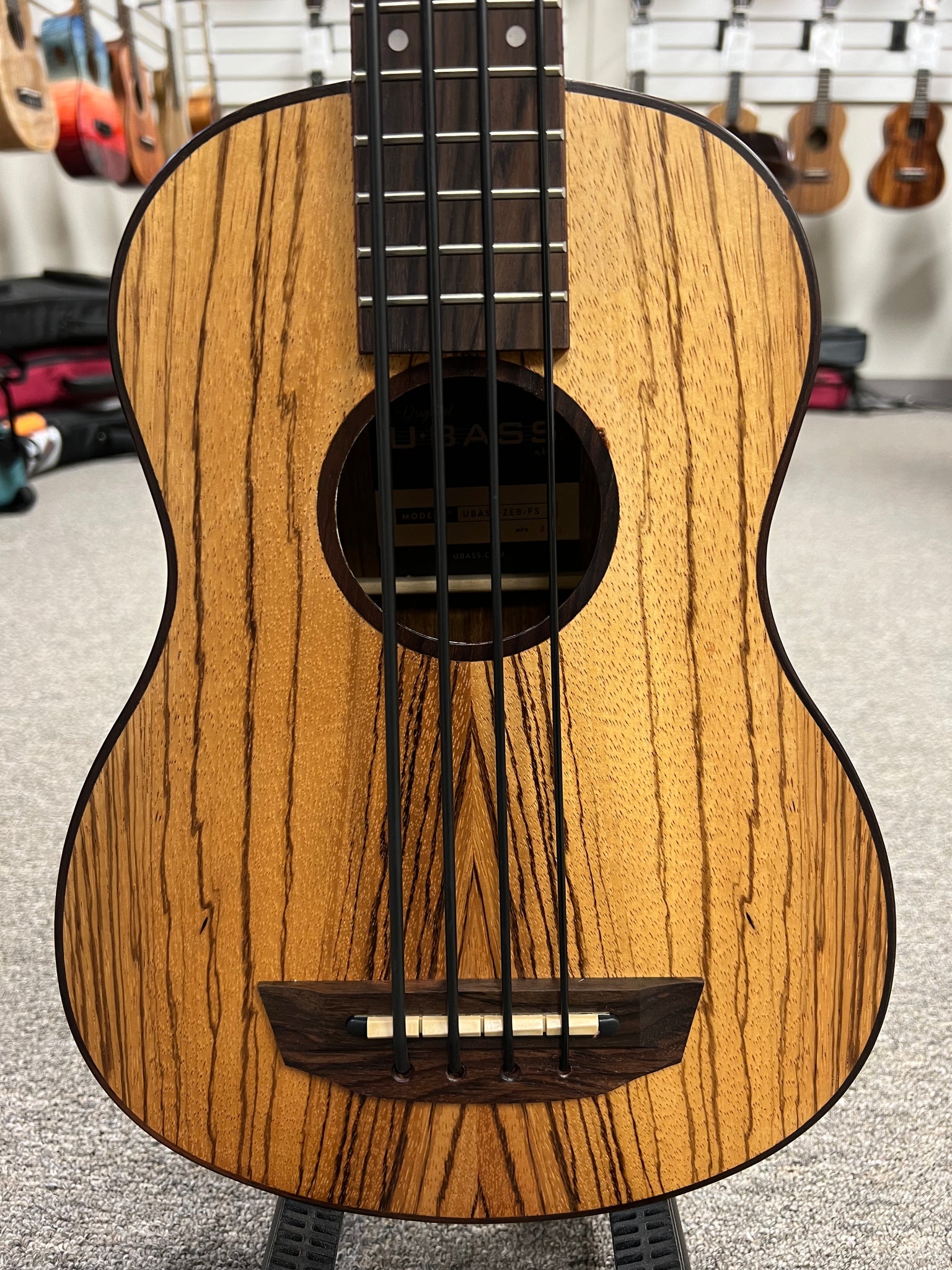 KALA Zebrawood U-Bass -  Kala Ubass Zebrawood Acoustic/Electric w/Case