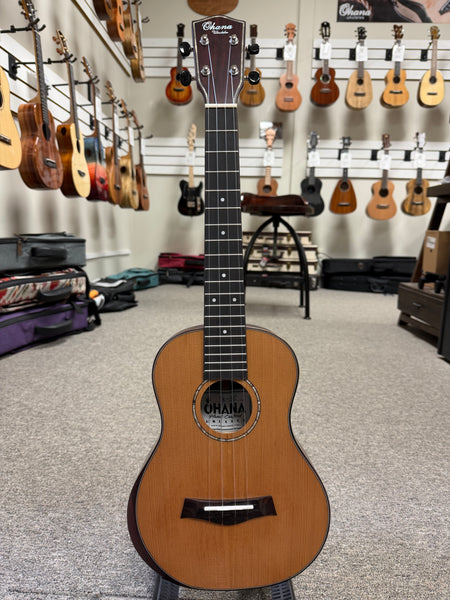 OHANA TK-55 Solid Cedar/Rosewood Tenor Ukulele w/Armrest