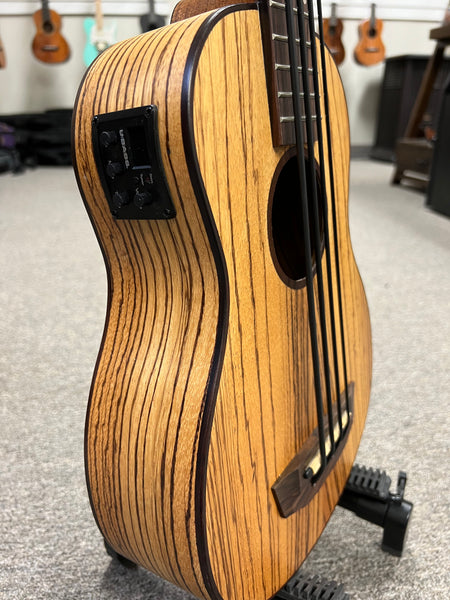 KALA Zebrawood U-Bass -  Kala Ubass Zebrawood Acoustic/Electric w/Case