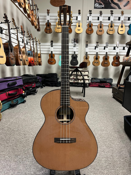 Pono BNC4-4 Solid Cedar/Rosewood Large Body Baritone Nui Ukulele w/Cutaway and Case