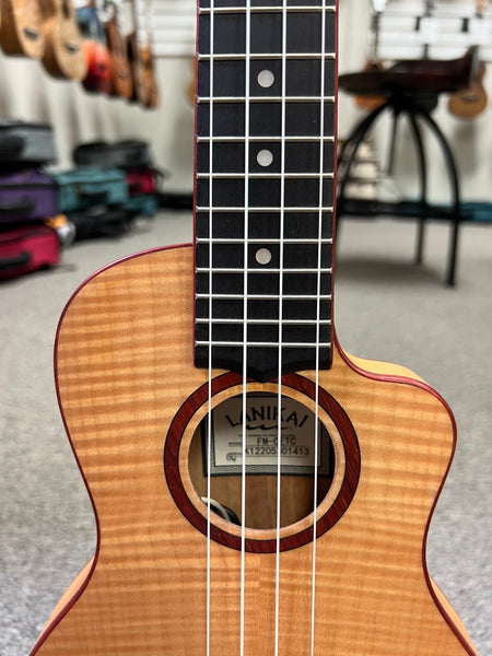 Lanikai FM-CETC Flame Maple Electric Concert Ukulele w/Case - Thin Body Travel Uke
