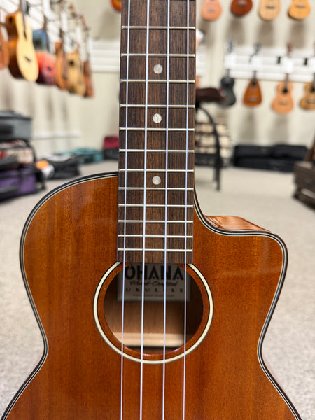 Ohana TK-35GCE Solid Mahogany Electric Tenor Ukulele