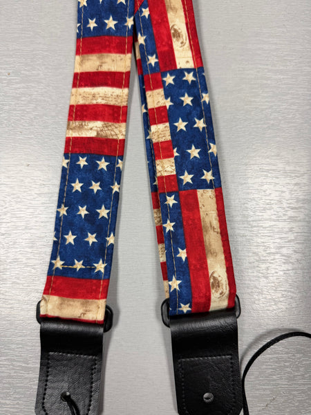 Quiltsand Woven Ukulele Strap - American Flag - Adjustable