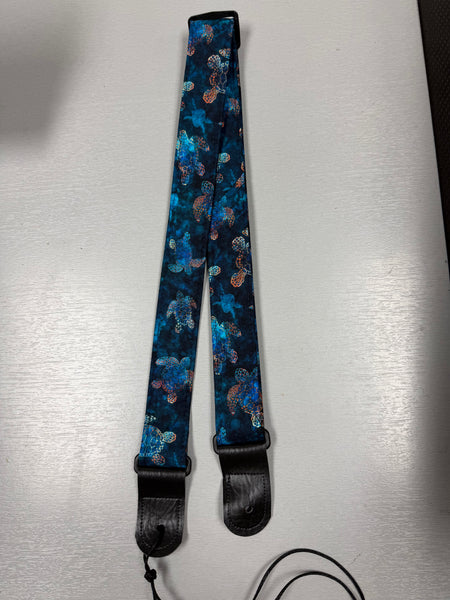 Quiltsand Woven Ukulele Strap - Blue Turtles - Adjustable