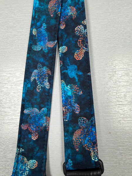 Quiltsand Woven Ukulele Strap - Blue Turtles - Adjustable