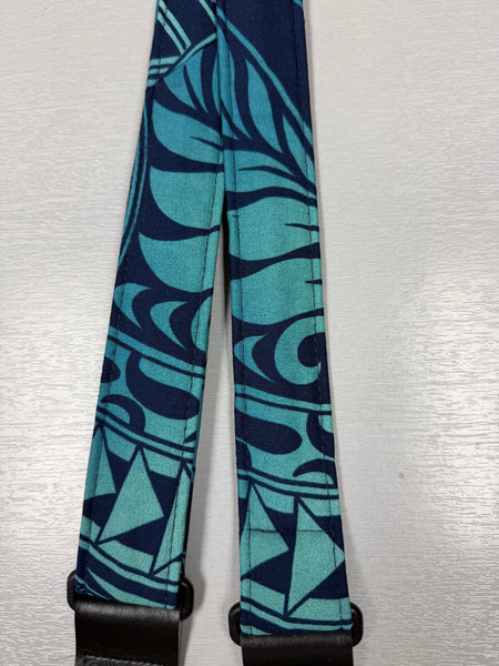 Quiltsand Woven Ukulele Strap - Blue Tapa - Adjustable