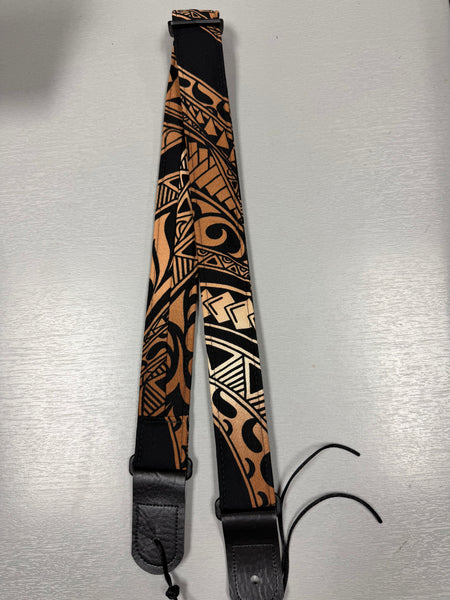 Quiltsand Woven Ukulele Strap - Brown Tapa - Adjustable