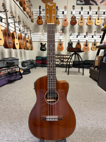 Ohana BK-35GCE Solid Mahogany Electric Baritone Ukulele - Cutaway