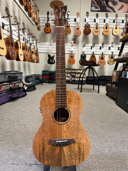 Makaio MSMBS-10E Steel String Spalted Mango Electric Baritone Ukulele w/Case