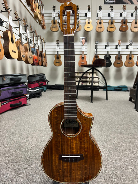 OHANA TK-7 Solid Acacia Tenor Ukulele w/Cutaway