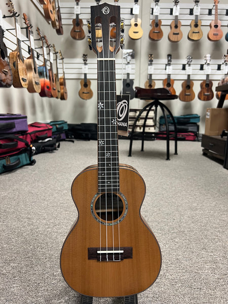 OHANA CK-50ME Concert Ukulele - Solid Cedar/Striped Ebony