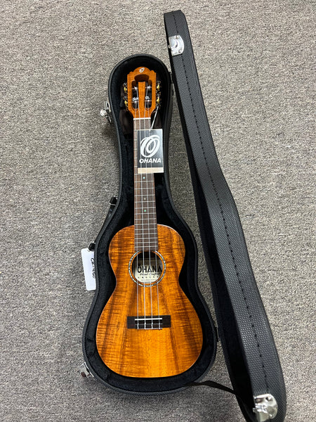 OHANA CK-450 Solid Koa Concert Ukulele w/Hard Shell Case