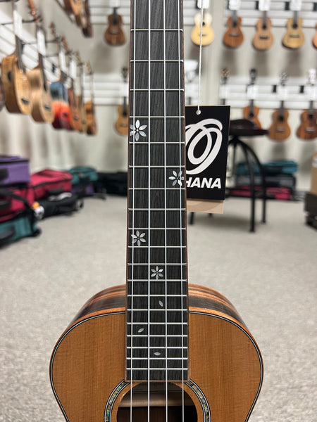 OHANA CK-50ME Concert Ukulele - Solid Cedar/Striped Ebony