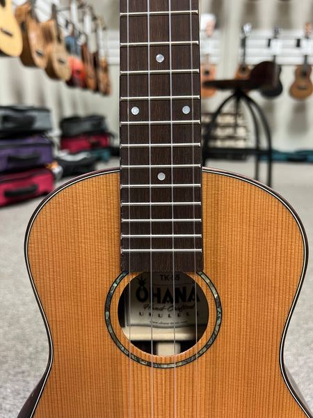 OHANA TK-55 Solid Cedar/Rosewood Tenor Ukulele w/Armrest