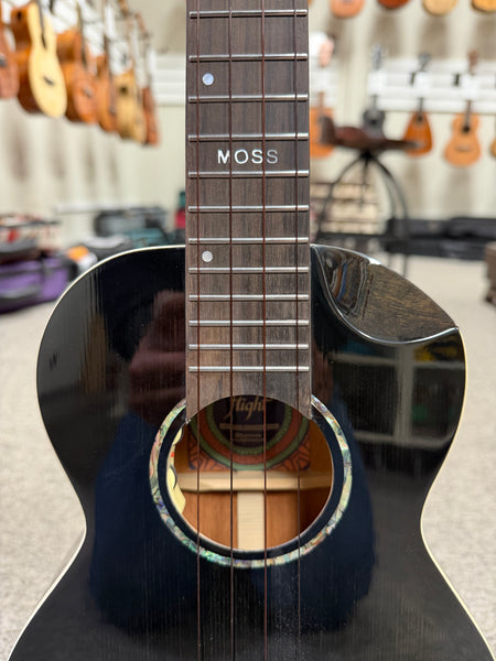 Flight Peter Moss Solid Spruce/Mahogany Electric Tenor Ukulele w/Case -Black Moonburst