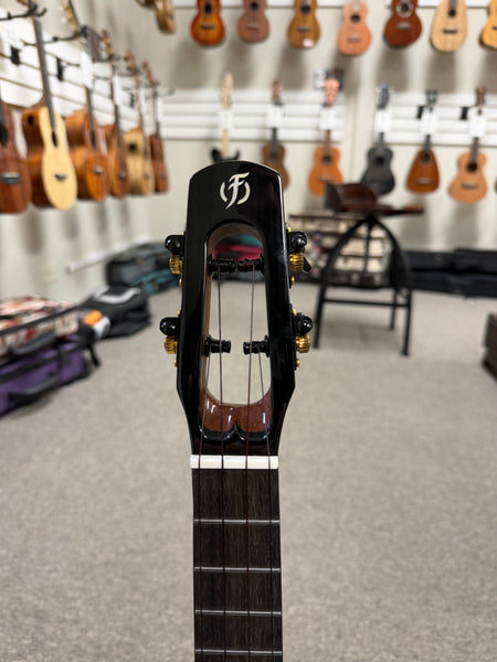 Flight Peter Moss Solid Spruce/Mahogany Electric Tenor Ukulele w/Case -Black Moonburst