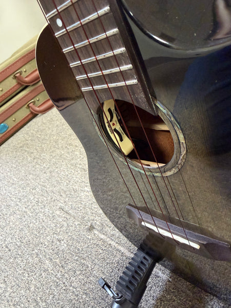 Flight Peter Moss Solid Spruce/Mahogany Electric Concert Ukulele w/Case -Black Moonburst