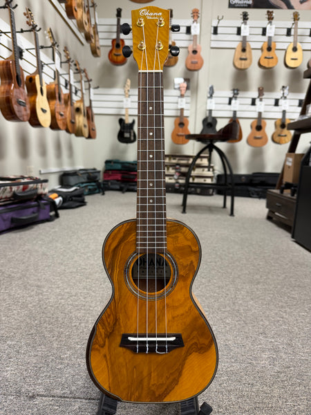 OHANA CK-150SMP Spalted Maple Concert Ukulele - Bevel Armrest