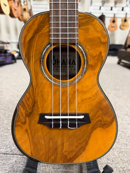 OHANA CK-150SMP Spalted Maple Concert Ukulele - Bevel Armrest
