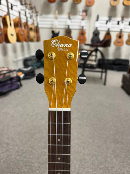 OHANA CK-150SMP Spalted Maple Concert Ukulele - Bevel Armrest