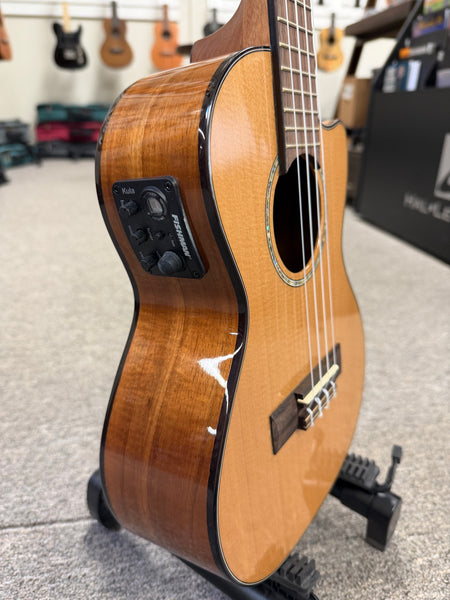 KALA KA-SCAC-T-CE Solid Cedar Top Acacia Tenor Electric Cutaway Ukulele