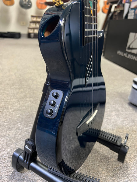 Enya EUT Feather Solid Mahogany Blue Electric Tenor Ukulele w/Case- Pre Loved - Built in Effects