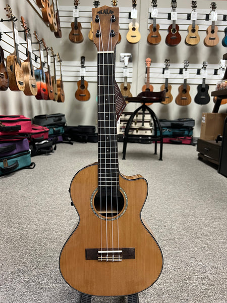 KALA KA-SCAC-T-CE Solid Cedar Top Acacia Tenor Electric Cutaway Ukulele