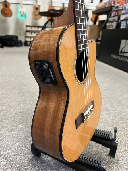 KALA KA-SCAC-T-CE Solid Cedar Top Acacia Tenor Electric Cutaway Ukulele