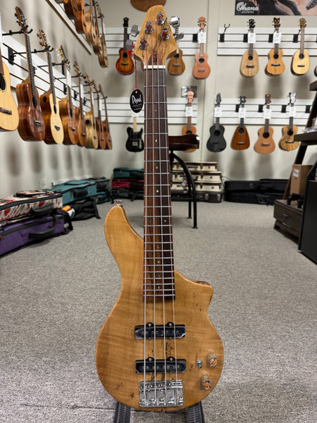 Tiny Boy Spalted Maple 4 String Solid Body Bass w/Case - TBJ-3400-NSM Short Scale Bass