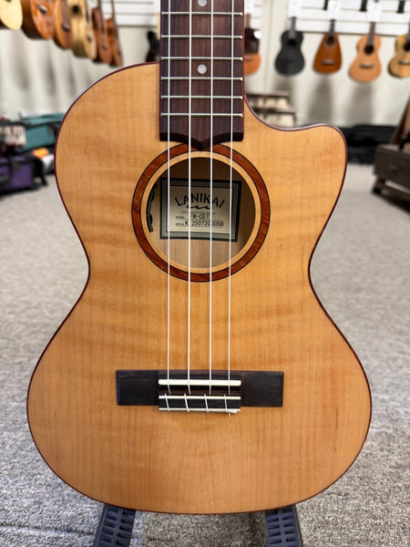 Lanikai FM-CETT Flamed Maple Electric Tenor Ukulele w/Case - Thin Body Travel Uke