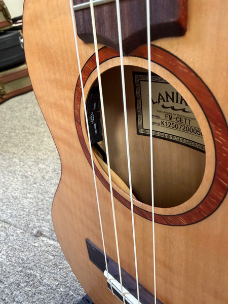 Lanikai FM-CETT Flamed Maple Electric Tenor Ukulele w/Case - Thin Body Travel Uke