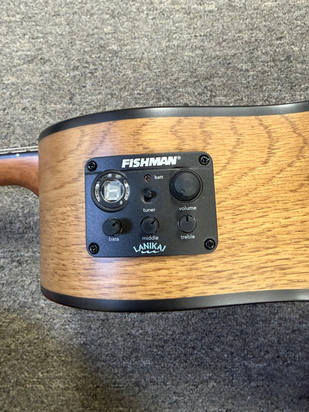 LANIKAI OA-CEB Oak Electric Baritone Ukulele w/Case - Cutaway/Fishman Pickup