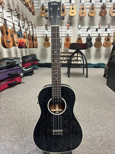KALA KA-SDH-BE Solid Salt and Pepper Doghair Electric Baritone Ukulele w/Case