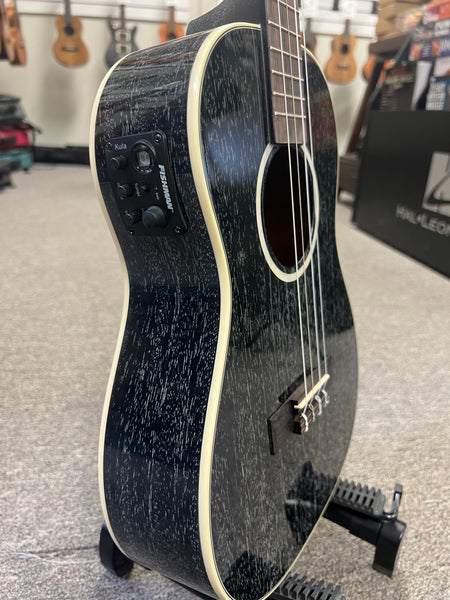 KALA KA-SDH-BE Solid Salt and Pepper Doghair Electric Baritone Ukulele w/Case