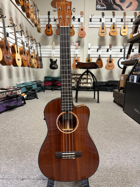 Lanikai MAS-CEB Solid Mahogany Electric Baritone Ukulele w/Case - Cutaway/Fishman Pickup