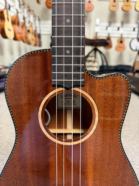 Lanikai MAS-CEB Solid Mahogany Electric Baritone Ukulele w/Case - Cutaway/Fishman Pickup