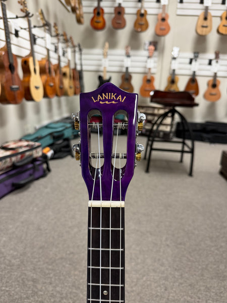 LANIKAI QM-PUCET Quilted Maple Electric Tenor Ukulele - Transparent Purple