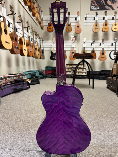 LANIKAI QM-PUCET Quilted Maple Electric Tenor Ukulele - Transparent Purple