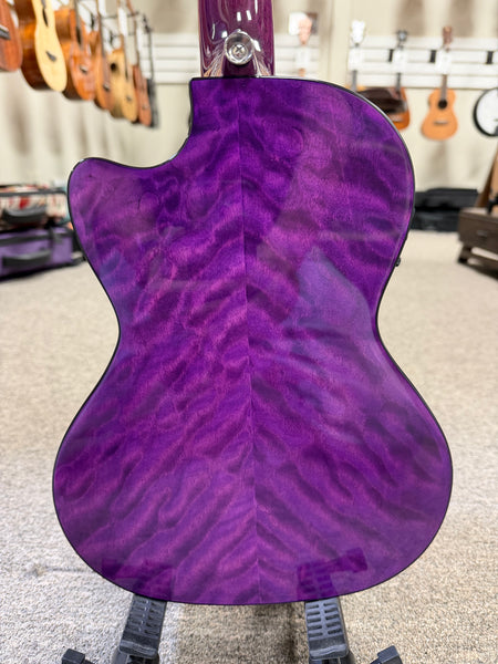 LANIKAI QM-PUCET Quilted Maple Electric Tenor Ukulele - Transparent Purple