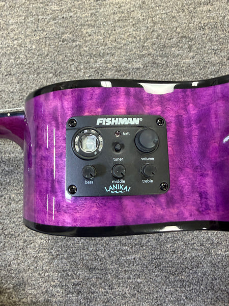 LANIKAI QM-PUCET Quilted Maple Electric Tenor Ukulele - Transparent Purple