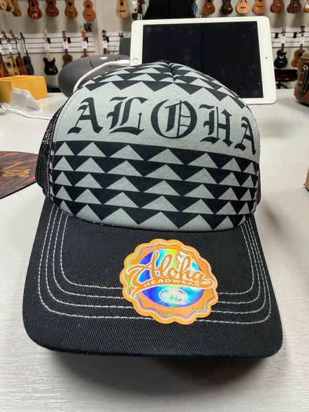 Black Aloha Hat - Adjustable